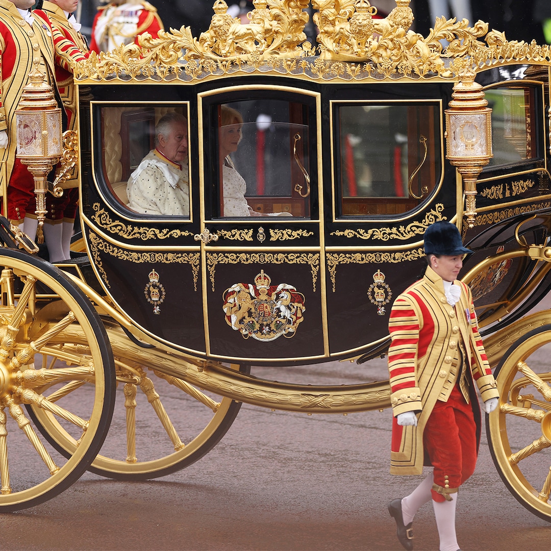 See King Charles III and Queen Camilla’s Golden Arrival at His Coronation – E! Online